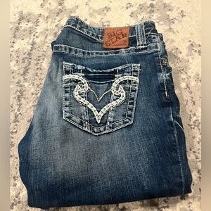 Big Star Blue Boot Cut Jeans with Distressed Detailing